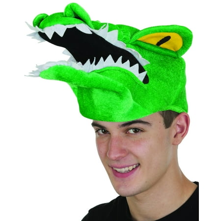 Adults Fiery Eyed Green Florida Gator Alligator Swamp Animal Hat Costume
