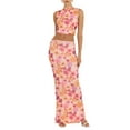 thumbnail image 3 of KelaJuan Women Skirt Set, Flower Print Sleeveless Crew Neck Vest+Low Waist Long Skirt Summer Outfit, 3 of 7