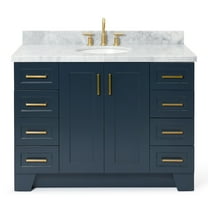 Ariel Taylor 49 In. Oval Sink Vanity With Carrara White Marble Countertop In Midnight Blue