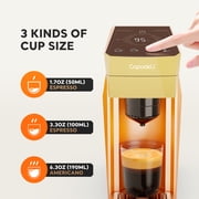 i Cafilas 3 in 1 Single Serve Coffee Maker,Self-Heating 19Bar Brewing Coffee Machine for K Cup、NESpresso and Ground Coffee,with 27oz Removable Water Reservior,Orange Espresso Coffee Machine