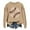 Khaki, variant on Baseball Print Women Pullover Crew Neck Casual Top Long Sleeve Loose Fit Fleece Hoodie Streetwear Style Beige XL