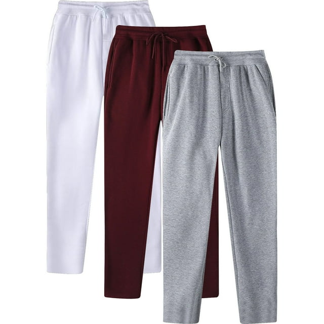 ShomPort 3PC Sweatpants for Mens Straight Leg Drawstring Casual Breathable Pants Workout Running Hiking Soft Trousers with Pockets
