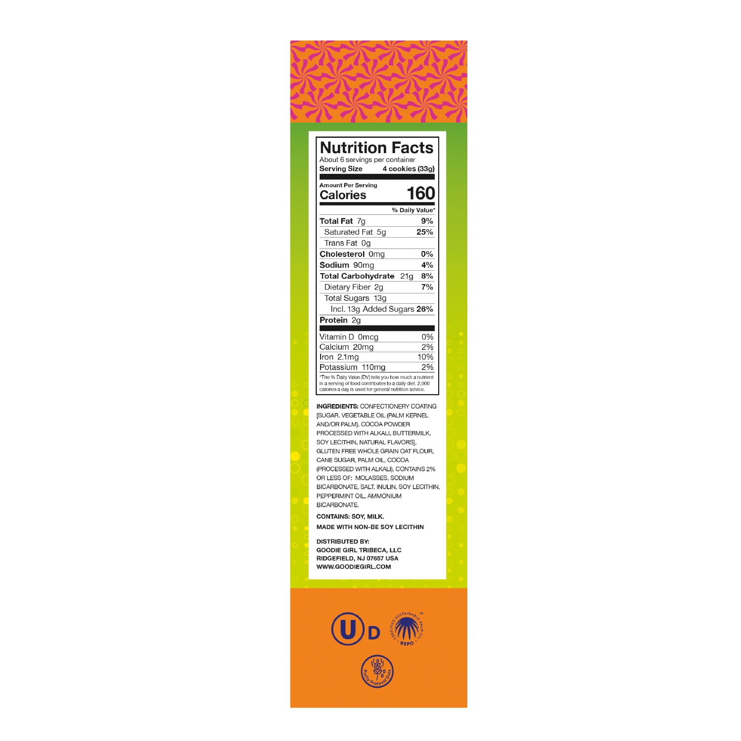 (6 pack) Goodie Girl Mint Cookies - Gluten-Free, Peanut-Free, No High Fructose Corn Syrup, 7 oz