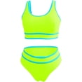 thumbnail image 4 of Women High Waisted Bikini Set Color Block Swimsuit 2 Piece High Cut Bathing Suit Tummy Control Teen Girl Sports Swimwear, 4 of 5