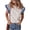 White, variant on Womens Summer Ruffle Short Sleeve Top Crewneck T Shirts Floral Trim Casual Contrast Patchwork Blouses