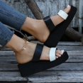 thumbnail image 2 of Vedolay Heeled Sandals Wedge Sandals for Women Dressy Summer Elastic Ankle Strap Comfortable T-Strap Shoes,Dark Gray 8.5, 2 of 5