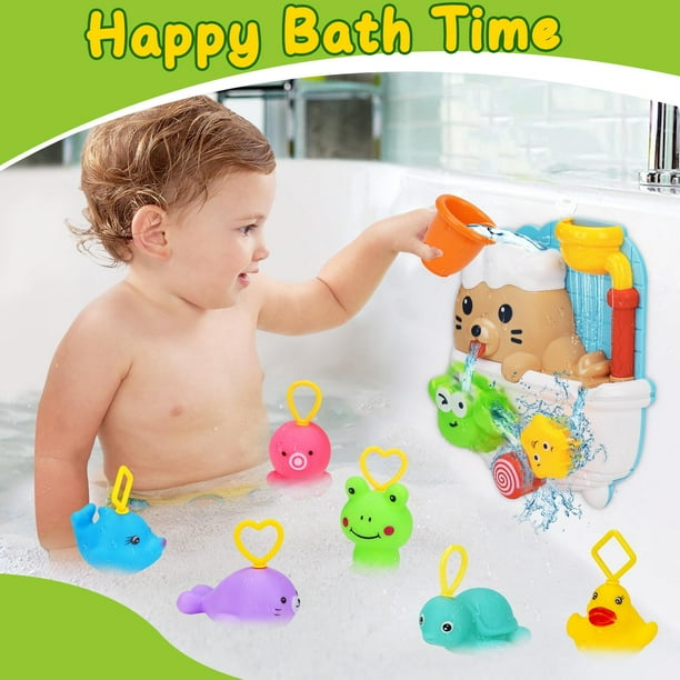 Bath Toys for Toddlers 1-3 Years Old Fishing Games for Kids Age 3-5 Bathtub  Water Toys for Boy Girl Suction Shower Toy Rubber Floating Fish Toy for