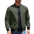 thumbnail image 2 of Men's Jackets-Bomber Jacket Fall Warm Windbreaker Full Zip Casual Coats Army Green M, 2 of 7