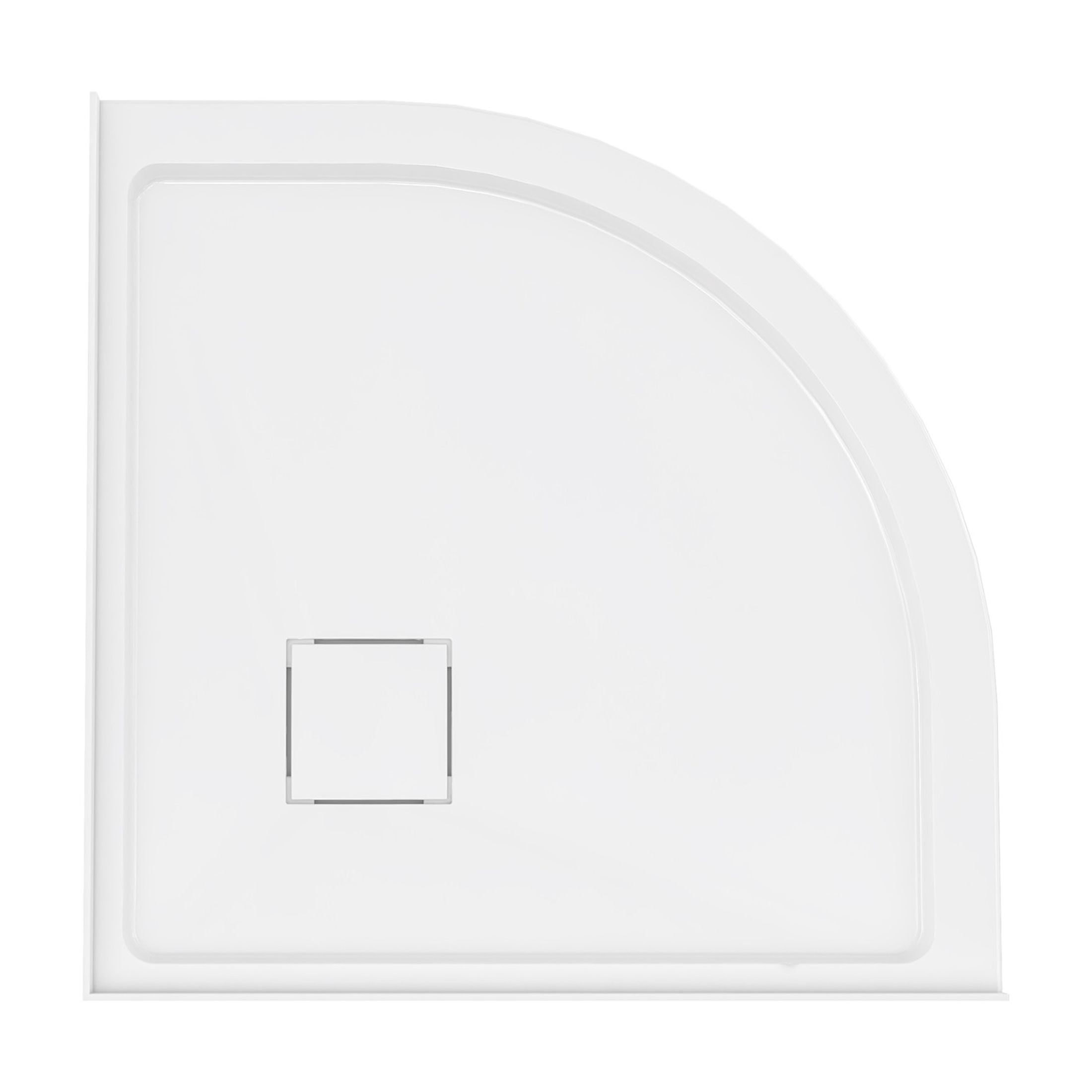 Marquette 32" x 32" Round Corner Double-Threshold Shower Pan Base with Center Drain in Glossy White