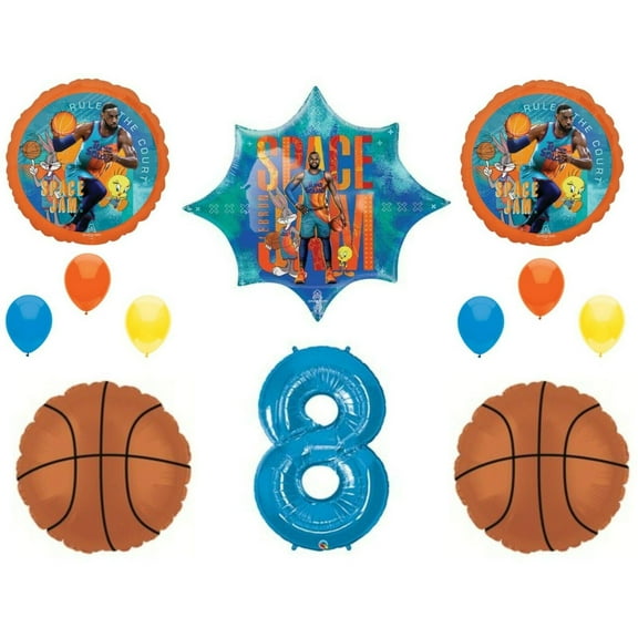 Space Jam 2 8th Birthday Looney Tunes Party Basketball balloons Decoration Bugs