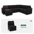 thumbnail image 3 of HONBAY Single Seat with Storage for Modular Sectional Sleeper Sofa, Velvet Black, 3 of 5