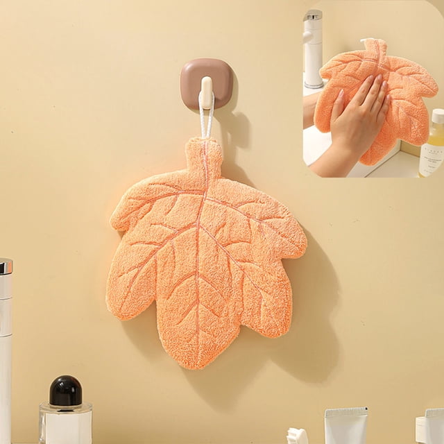 1Pcs Leaf Shaped Hanging Kitchen Towels With Hanging Loop Cute Multi-functional Hand Towel Absorbent Easily Drying For Bath/Kitchen/Living Room