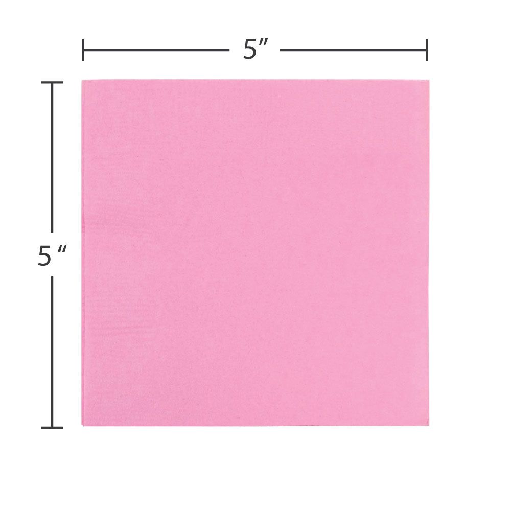 JAM Paper Small Beverage Napkins, 5 x 5, Baby Pink Pastel, 200/Pack