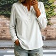 thumbnail image 5 of Levmjia Women's Solid Color V Neck Sweater Long Sleeve Button Detail Loose Fit Casual Knit Pullover Top for Fall Winter, 5 of 8