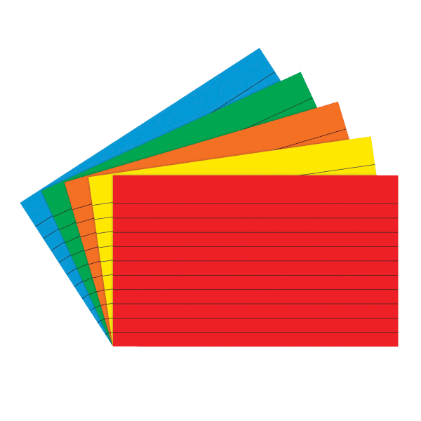 Unruled Primary Color Index Cards by Top Notch Teacher 5X8" Unruled 5x8" 