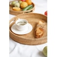 thumbnail image 2 of 11.8" Hand-Woven Round Rattan Serving Tray Decorative Wicker Trays with Handles for Coffee Table (Natural-M), 2 of 5