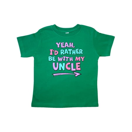 

Inktastic Yeah I d Rather be with My Uncle in Pink Blue and Purple Gift Toddler Boy or Toddler Girl T-Shirt