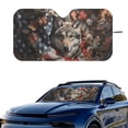 thumbnail image 2 of Xixirimido Car Windshield Sun Shade Sun Visor for Front Window Sunshade Block UV Rays Universal Fit Truck SUV Van Auto Accessories, American Flag Wolf Leaves, 2 of 8
