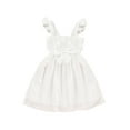thumbnail image 1 of Franhais Girls Casual Dress, Solid Color Fly Sleeve Dot Texture Bowknot Patchwork Backless Dress, 1 of 7