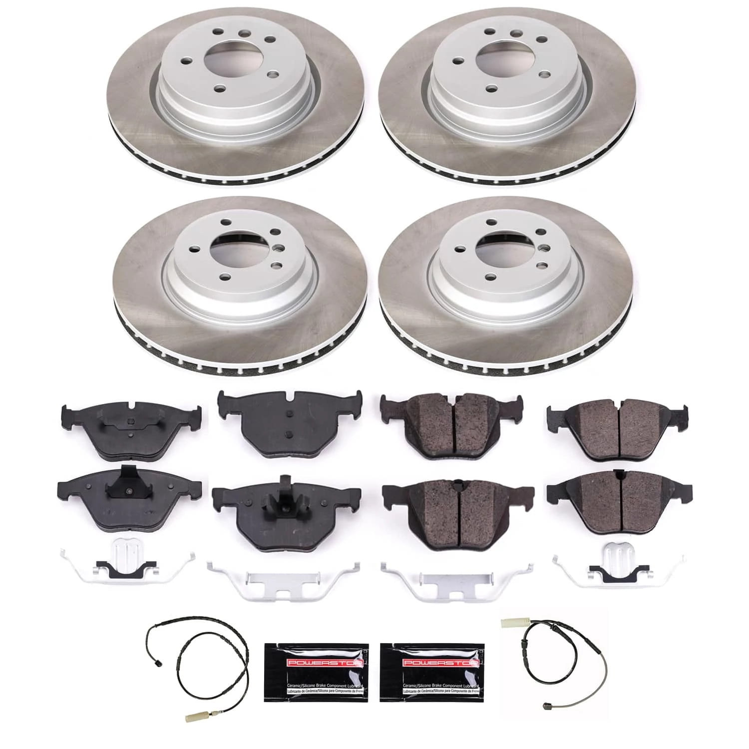 PowerStop Front and Rear Semi-Coated Rotor and Low-Dust Ceramic Brake Pad Kit SC6057