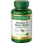 Nature's Bounty Anxiety & Stress Relief Ashwagandha KSM-66, Dietary Supplement, Tablets, 90 Ct