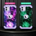 thumbnail image 2 of CASEFIV for iPhone 11 Case,Shiny in The Dark Three Layer Heavy Duty Shockproof Protection Hard Plastic Bumper +Soft Silicone Rubber Protective Case 6.1 inch,Shiny Purple, 2 of 6
