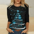 thumbnail image 2 of GA WEIHUA Clearance Sales,3/4 Length Sleeve Womens Tops Round Neck Casual Tunic Tops Basic Christmas Shirts Loose Fit Xmas Tree Tee Tops(Red,XX-Large), 2 of 5