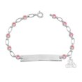thumbnail image 4 of Retro Link© Kids Sterling Silver, Te Amo Charm Bracelet, Pink CZ Engravable ID, 5.5"-6", 4 of 4