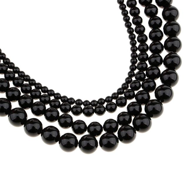 Cuentas Redondas Piedra Natural Hugo de piedras preciosas sueltas negra para accesorios de joyería DIY