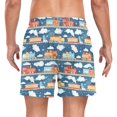 thumbnail image 2 of FORMRS Mens Swim Trunks Mesh Liner Quick Dry Casual Beach Board Shorts with Pockets, Sizes S-2XL, Blue Cute Train Pattern, 2 of 9