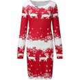 thumbnail image 5 of BLTIBY Christmas Sweatshirt Dress for Women 2024 Xmas Print Autumn Winter Round Neck Casual Soft Long Sleeve Fashion Pullover Dresses Outfit Trendy Red XL, 5 of 6
