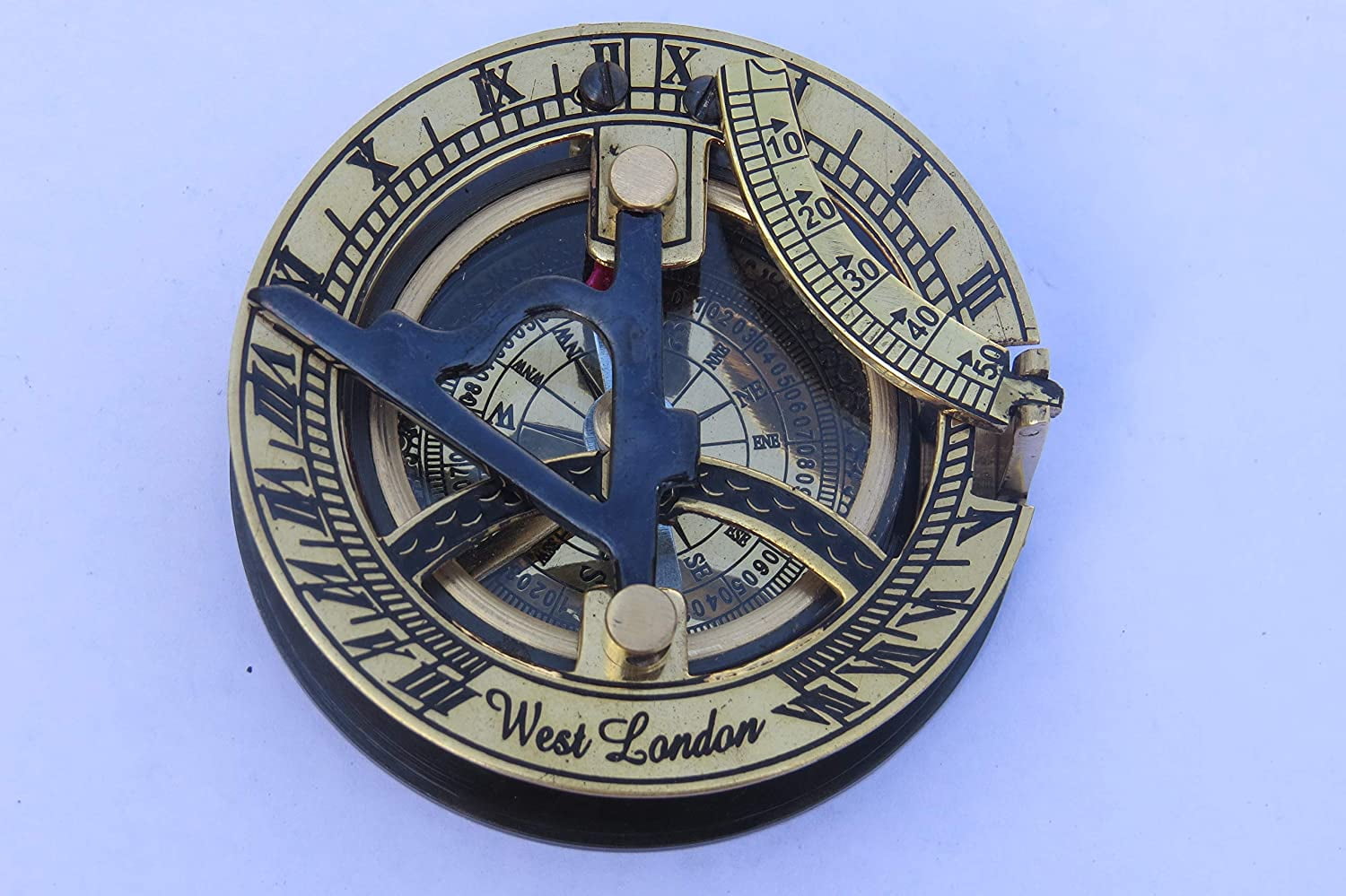 Nautical World Sundial Compass-Brass Metal Compass Sundial Size- 3 Inch 