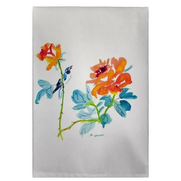Betsy Drake GT490 Bird & Roses Guest Towel - 20 x 20 in.