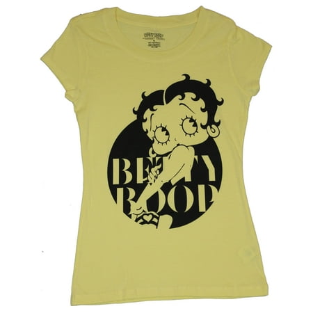 Betty Boop Girls Juniors T-Shirt - Coy Circle Shoulder Name Logo