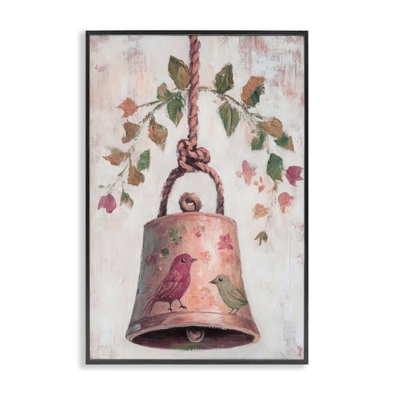 Vintage Christmas Bell Black Framed Giclee Art, design by Petal Prints Design