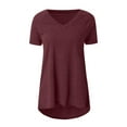 thumbnail image 2 of hirigin Women's Short Sleeve V-Neck Loose T-Shirt Cut Relaxed Solid Color T-Shirt Top, 2 of 4