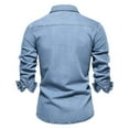 thumbnail image 3 of LIUJUNSHOP European Style Denim Shirt for Men Autumn Casual Long Sleeve Washed Top Blue M, 3 of 3