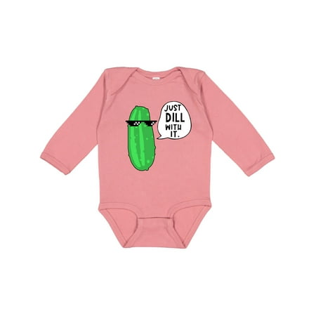 

Inktastic Just Dill with It Chill Dill Pickle in Sunglasses Gift Baby Boy or Baby Girl Long Sleeve Bodysuit