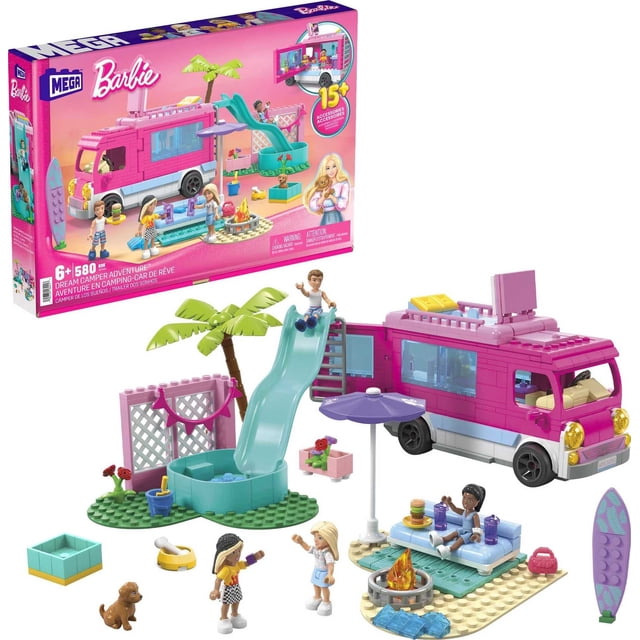 Juguete de construcción Mega Barbie Car Dream Camper con 580 piezas