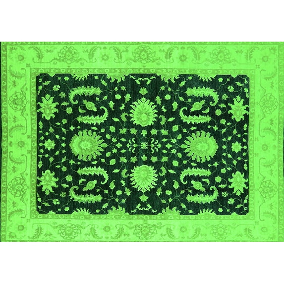 Ahgly Company Indoor Rectangle Oriental Green Industrial Area Rugs, 3' x 5'