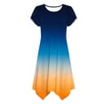 thumbnail image 4 of Vestido de Cuello Redondo de Impresión Casual de Manga Corta de las Mujeres Irregularmente Falda para el Uso Diario, 4 of 6