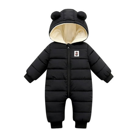 

Baby Girls Boys Padded Jacket Warm Snowsuit Hooded Jumpsuit Winter Romper
