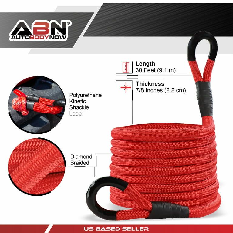 ABN Kinetic Rope Recovery Kit - 20ft Recovery Tow Rope And 6in Soft  Shackles 