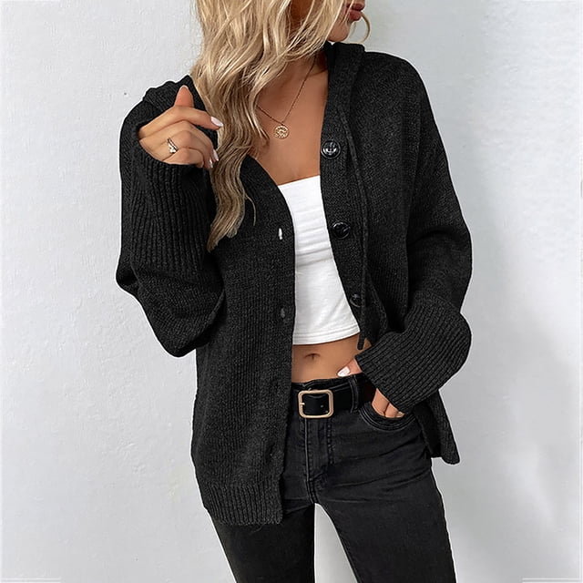 Qertyioot Christmas Womens 2023 Winter Coat Discount Loose Dark Color Rope Knitting Cardigan Jacket