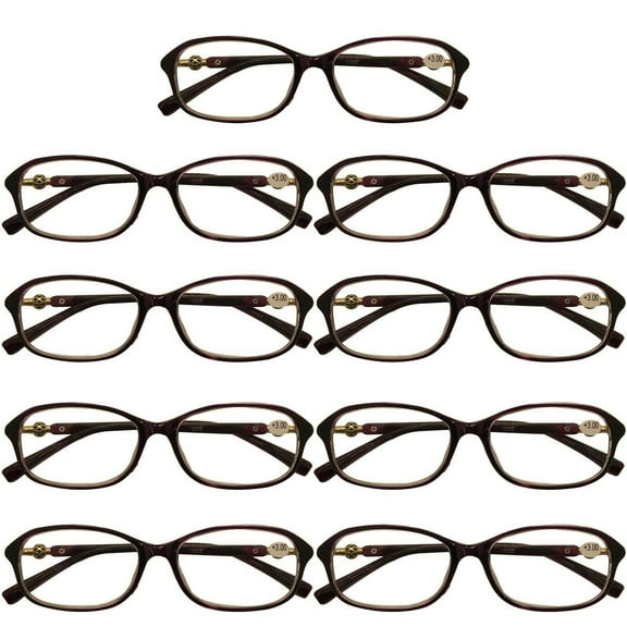 9 Packs Womens Oval Frame Reading Glasses Lightweight Classic Style Readers  1.00