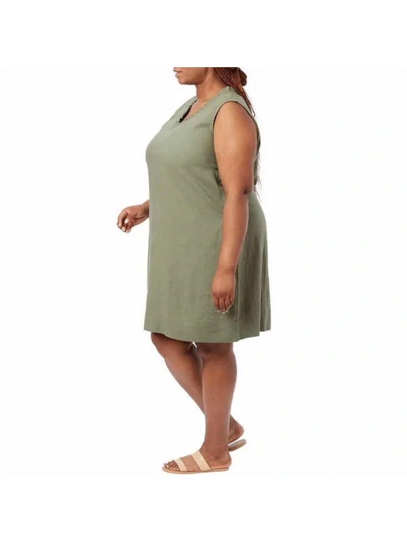 knee length dresses for ladies Angel Maternity Lilliana Flowy Maternity Maxi Linen Dress in Olive main image 1