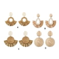 thumbnail image 5 of Paquete de 6 Aretes Geométricos de Ratán Qarigey Hechos a Mano, 5 of 5