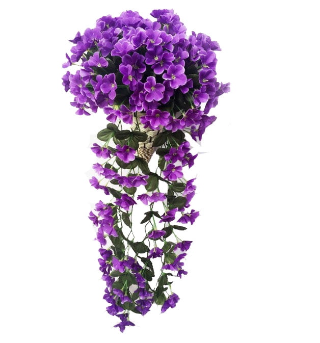 Artificial Flower Fake Faux Violet Orchid Wedding Wall Hanging Basket Home Party