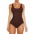 thumbnail image 1 of Tank Top Bodysuit for Women Tummy Control Slim Fit Sleeveless Body Suit Round Neck Coffee Color S, 1 of 5