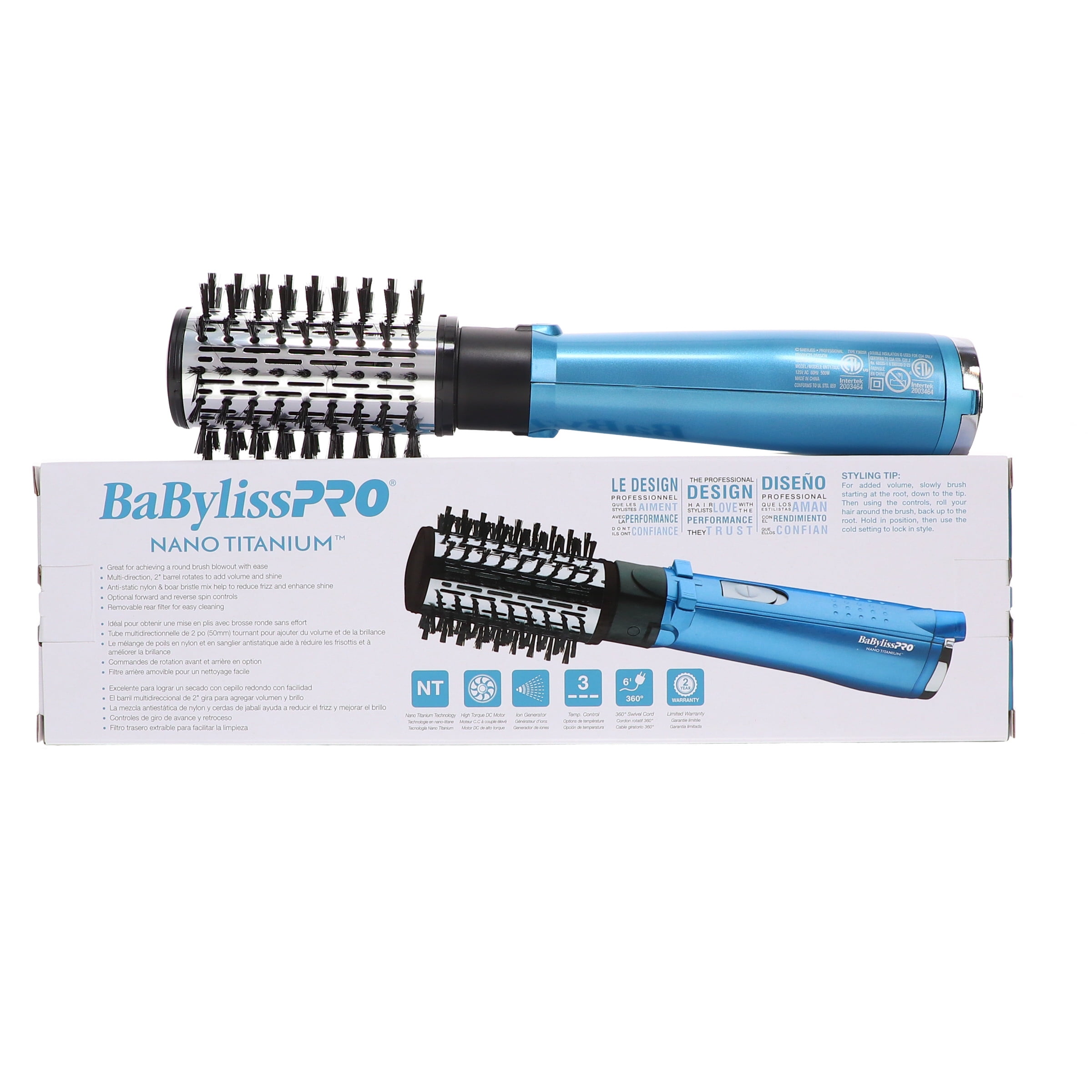BaBylissPRO Nano Titanium Rotating Hot Air Brush2 Barrel